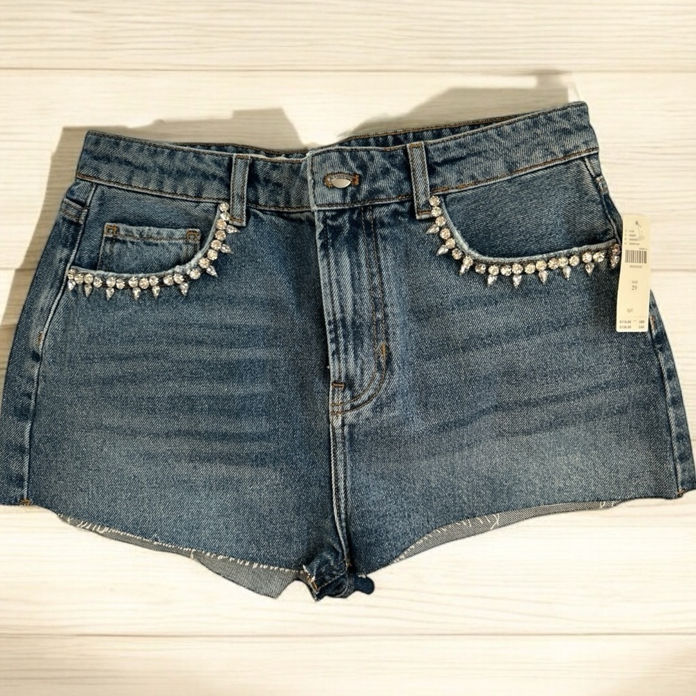 PILCRO anthro brand shorts with faux diamond bling near pockets. NWT